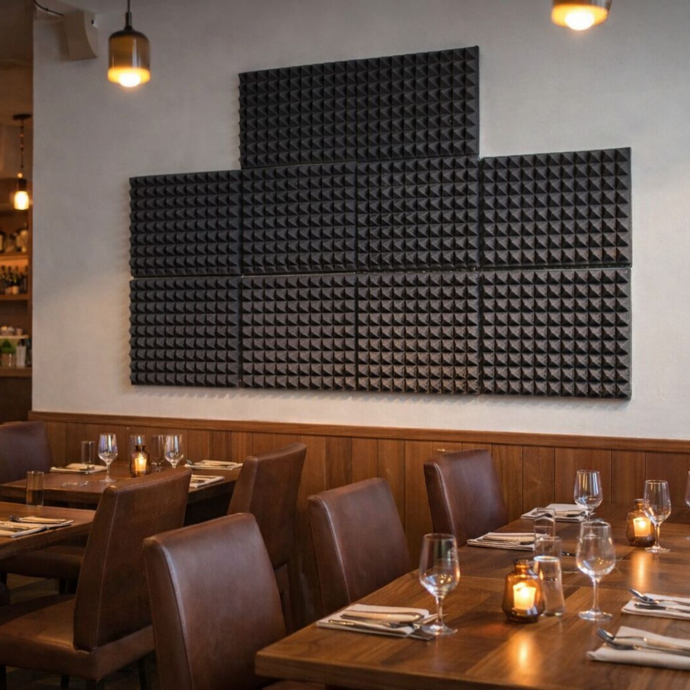 Echo-Less Self-Adhesive Acoustic Foam Pyramid Panels Grey 30x30cm 5cm Thick 6 Pack