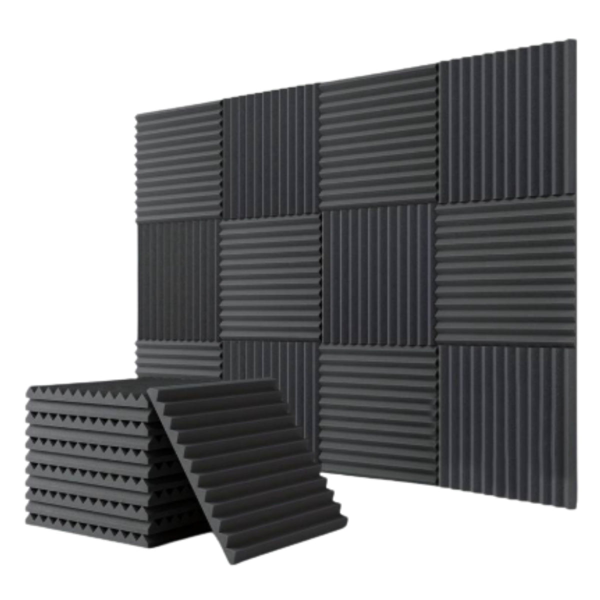 Tile Less Panels Echo-Less Wedge Acoustic Foam Panels Black 2.5cm 12 Pack 30x30cm – Echo ...