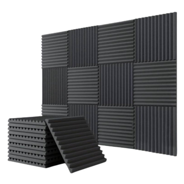 Echo-Less Wedge Acoustic Foam Panels Black 2.5cm 12 Pack 30x30cm – Echo ...