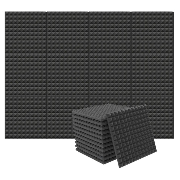 Echo-Less Acoustic Foam Pyramid Panels Grey 30x30cm 2.5cm 12 Pack ...