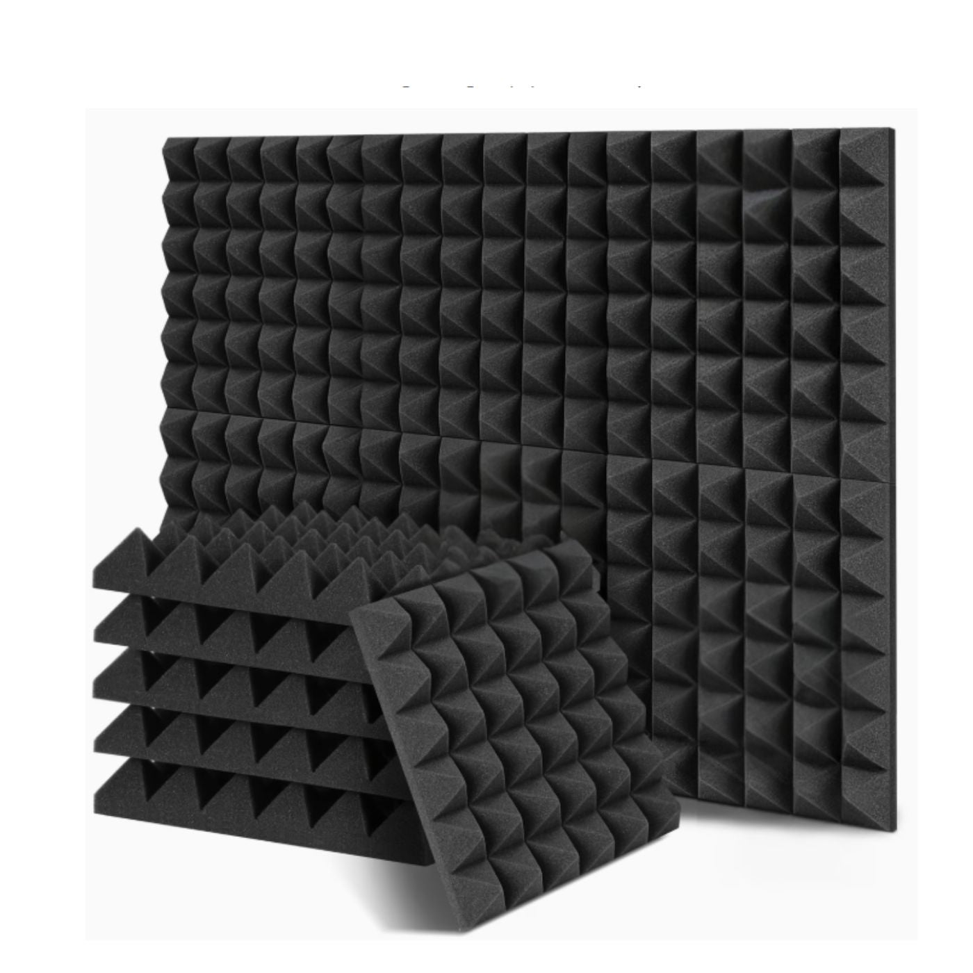 Echo-Less Self-Adhesive Acoustic Foam Pyramid Panels Grey 30x30cm 5cm Thick 6 Pack