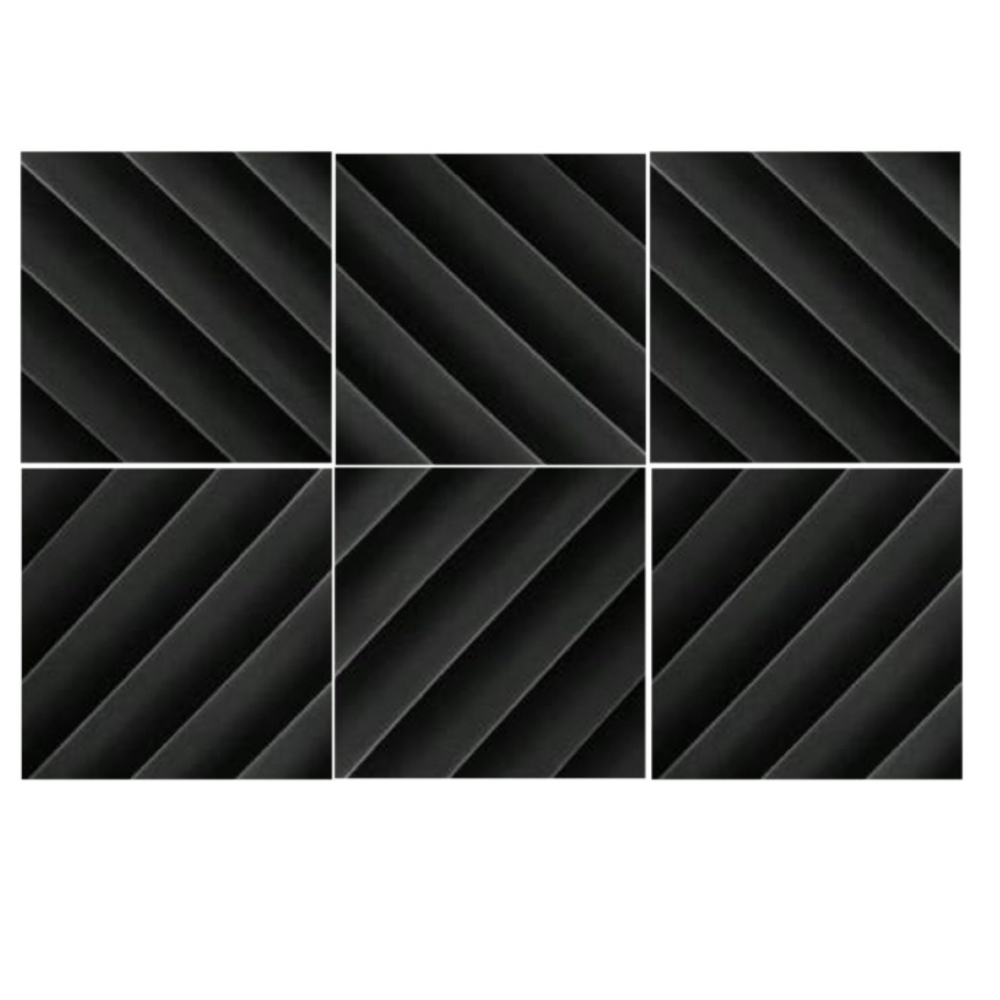 Echo-Less Diagonal Acoustic Foam Panels Black 30x30cm 5cm Thick 6 Pack