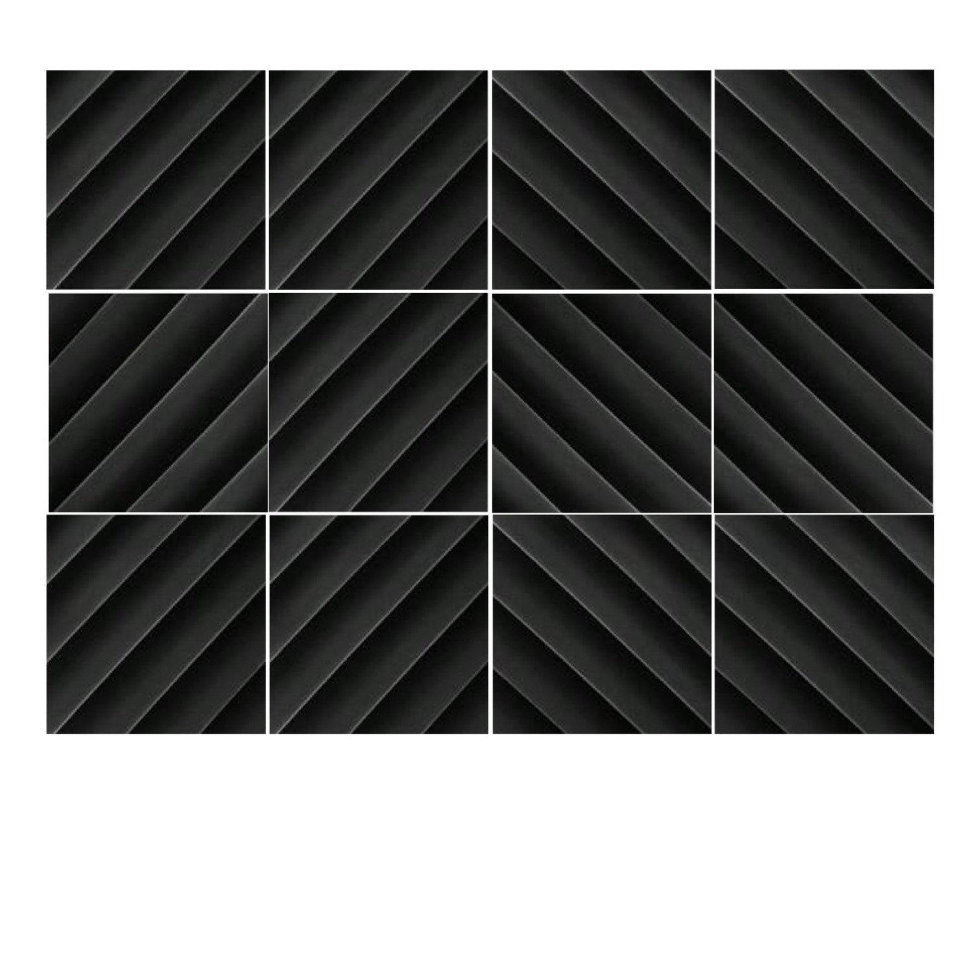 Echo-Less Diagonal Acoustic Foam Panels Black - 12 pack