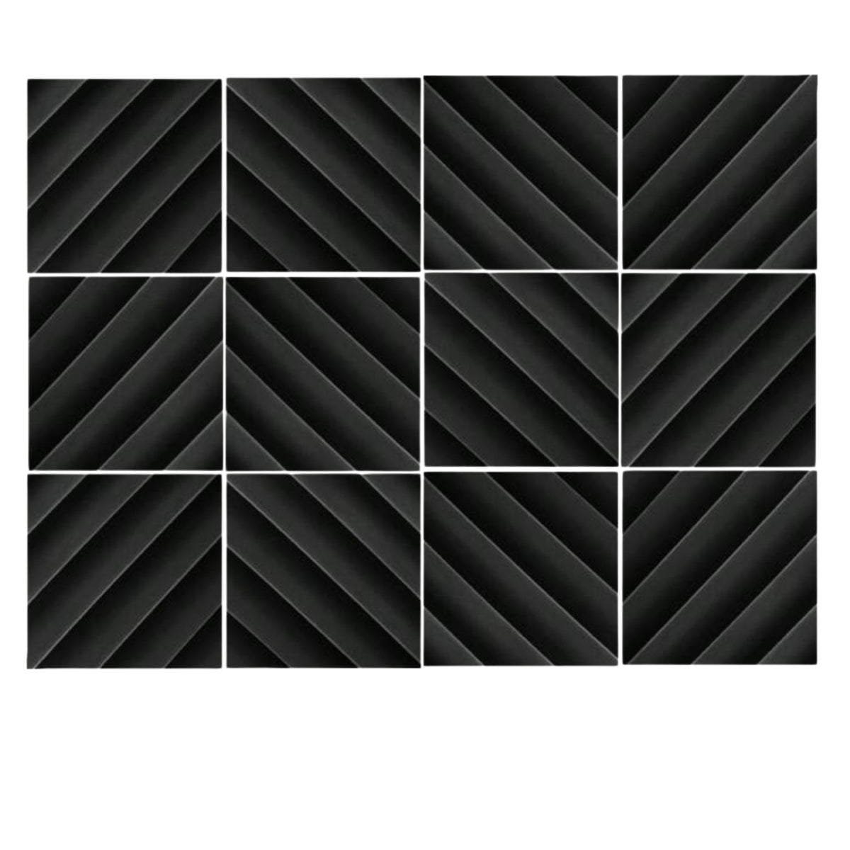 Diagonal Pack Diagonal Acoustic Foam Panels 5cm Black 12-Pack | Echo-Less Studio ...
