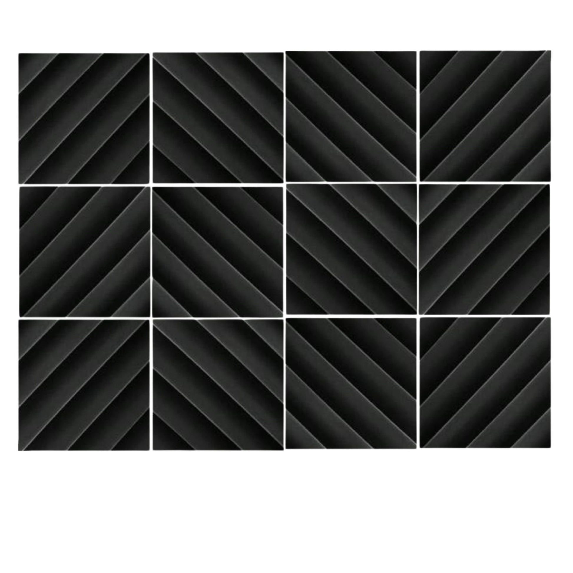 Echo-Less Diagonal Acoustic Foam Panels Black - 12 pack