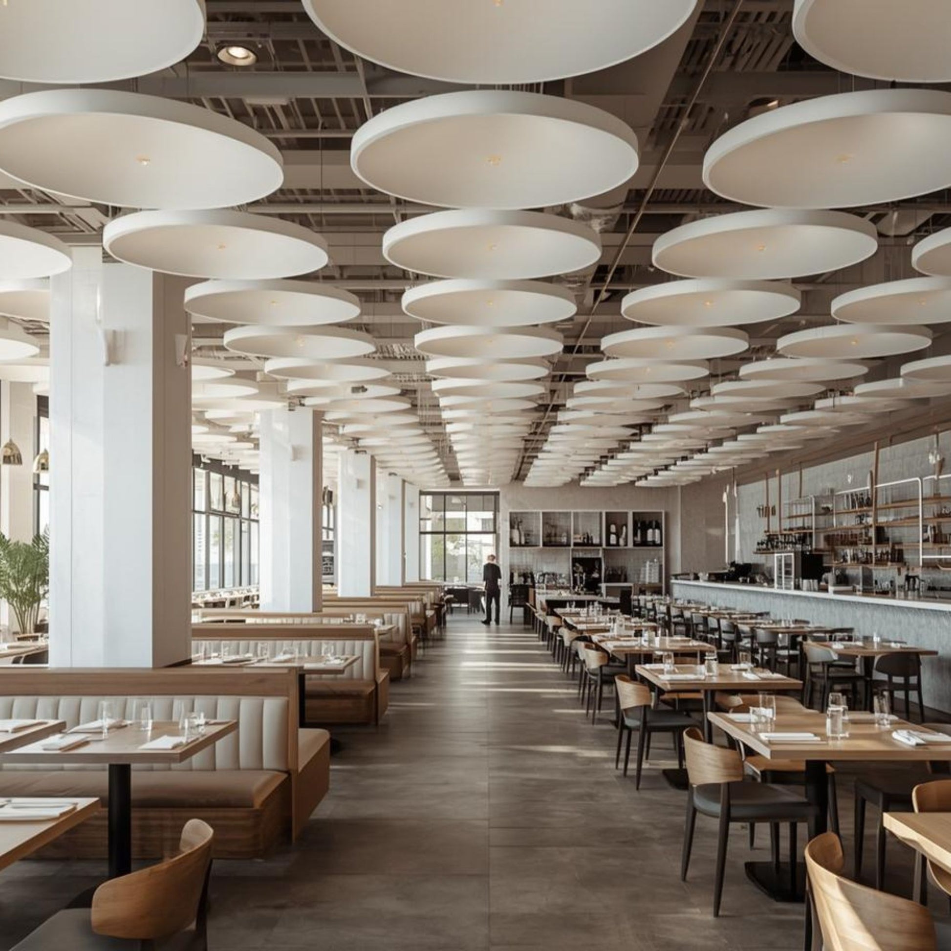 Echo-Less Polyester Fibre Acoustic Ceiling Baffle Light Grey Circular 60cm