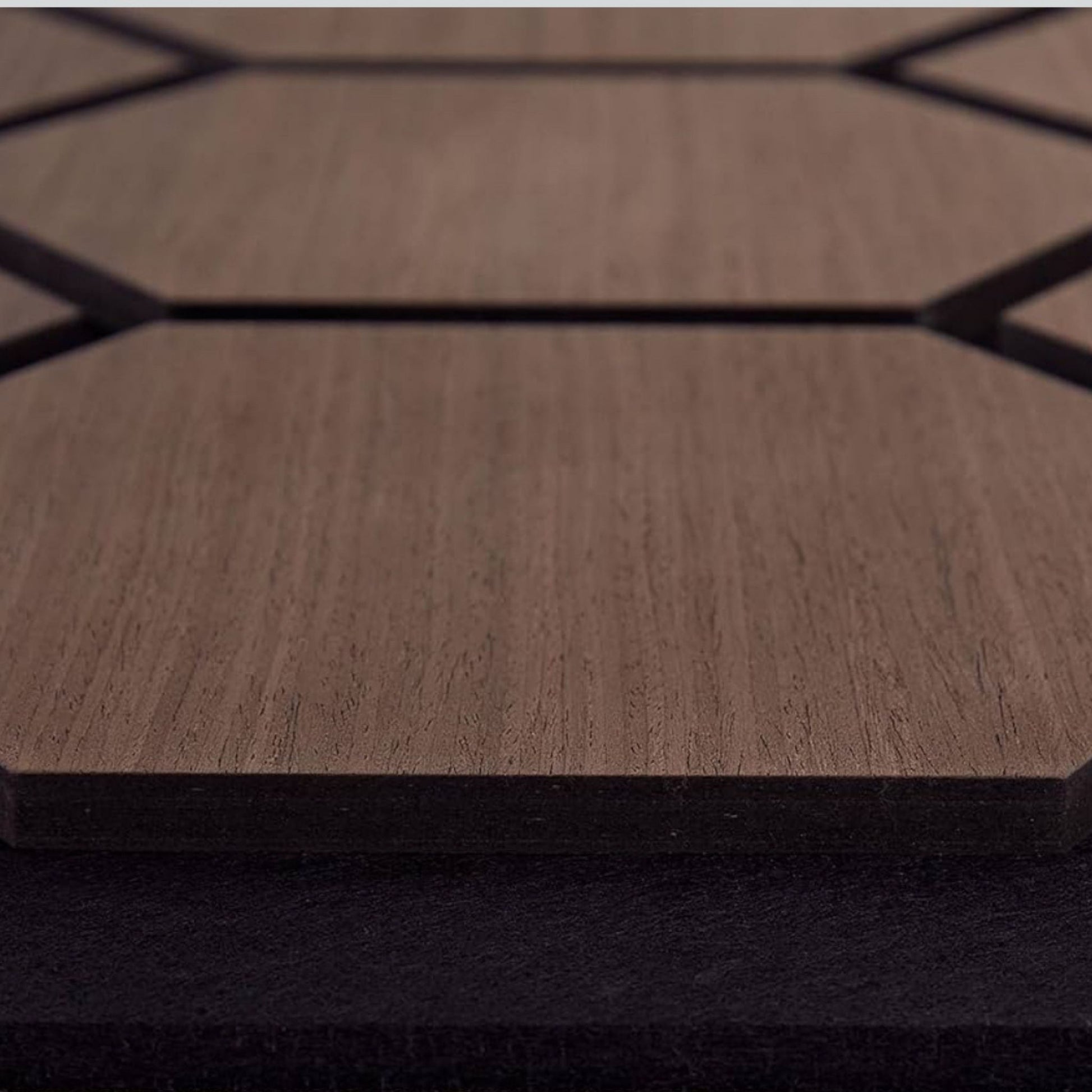 Echo-Less Wood Hexagonal Acoustic Panel Dark Walnut 80x65.6cm 23mm Single Panel