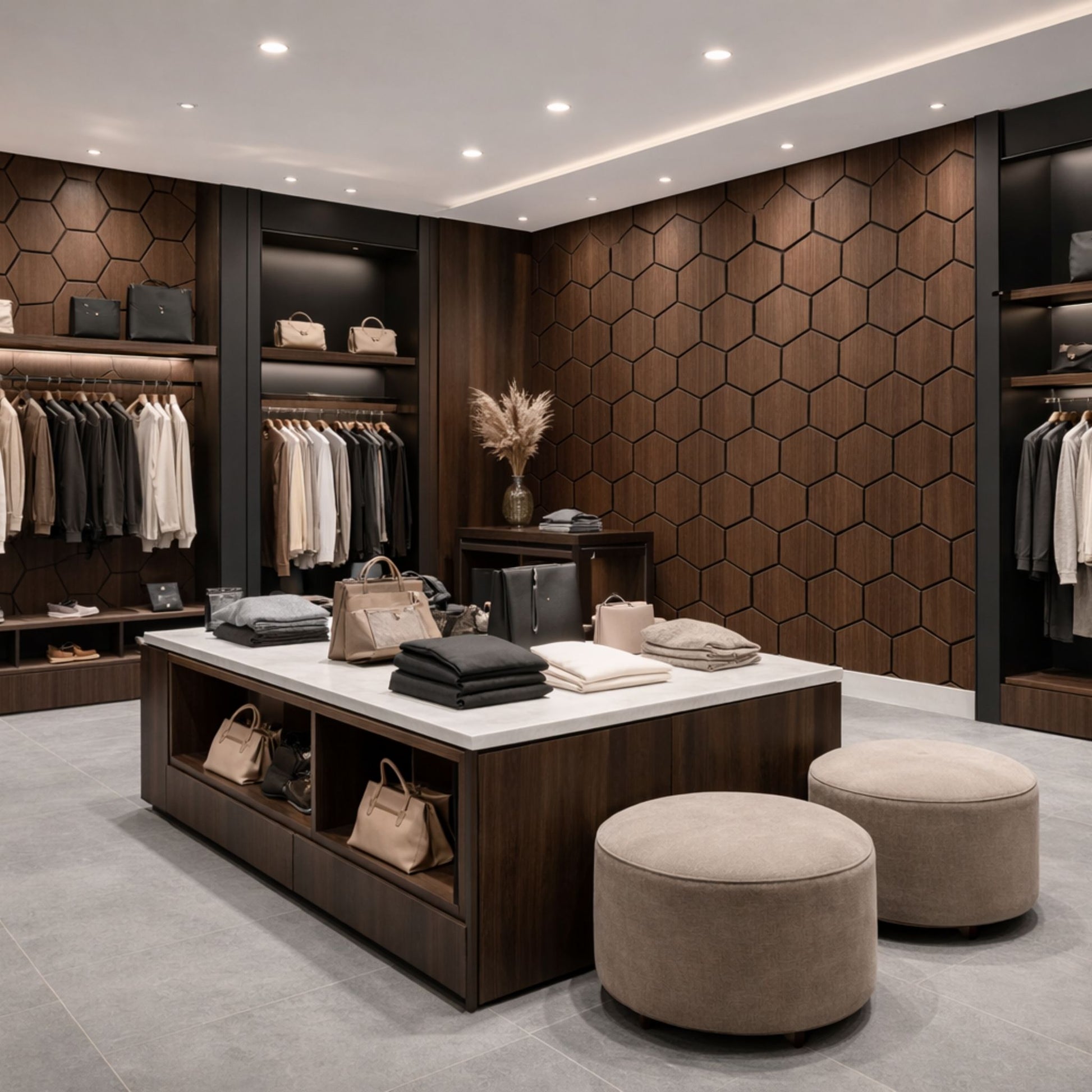 Echo-Less Wood Hexagonal Acoustic Panel Dark Walnut 80x65.6cm 23mm Single Panel