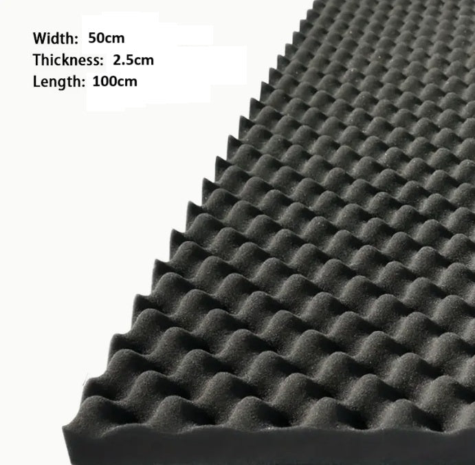 Echo-Less Acoustic Foam Self-Adhesive Sheet Grey 100x50cm 2.5cm Thick