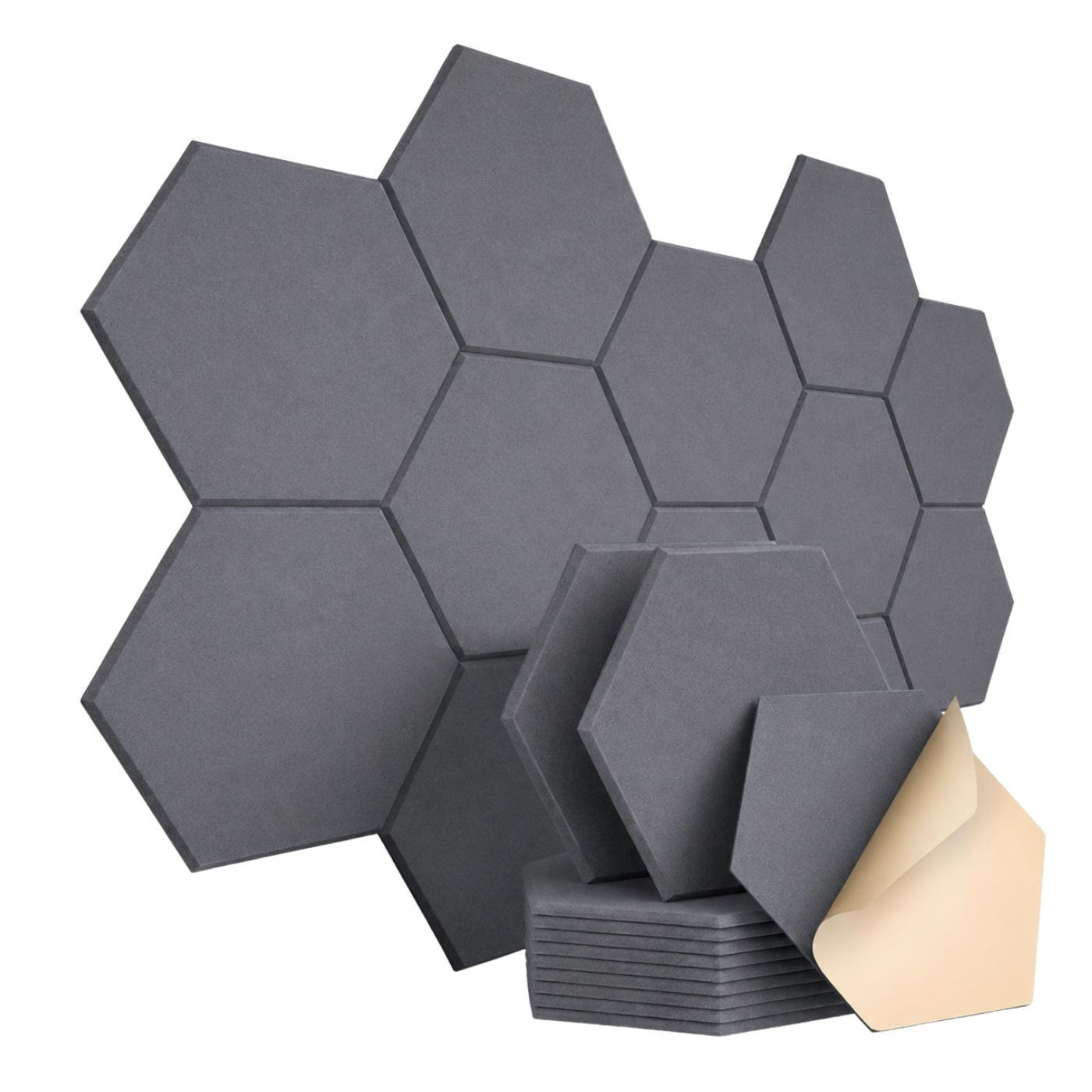E151 Medium Grey Hexagon acoustic panels 12-pack