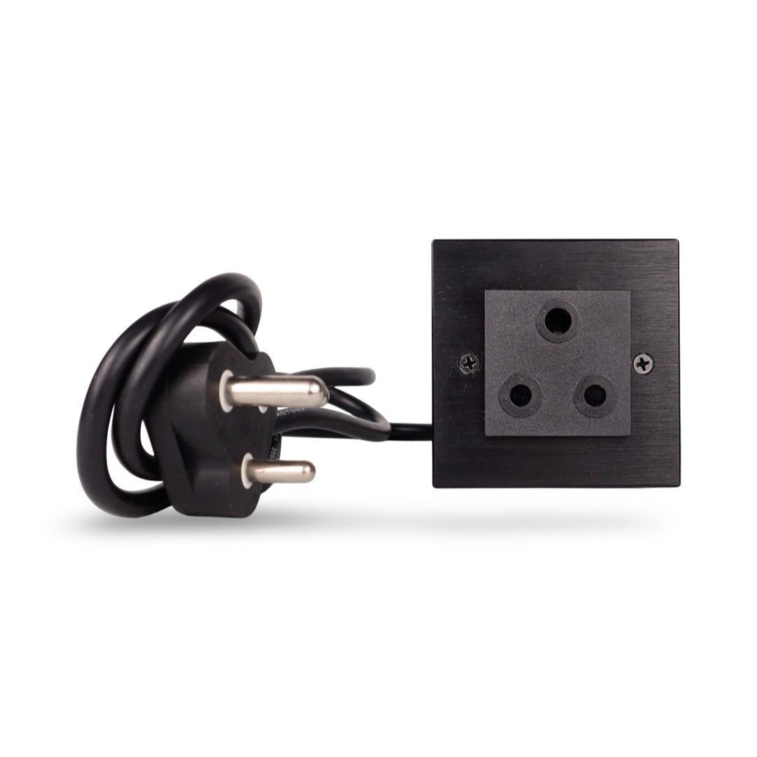 Echo-Less 3-Pin Desktop Insert Socket Brushed Aluminium 85x85mm