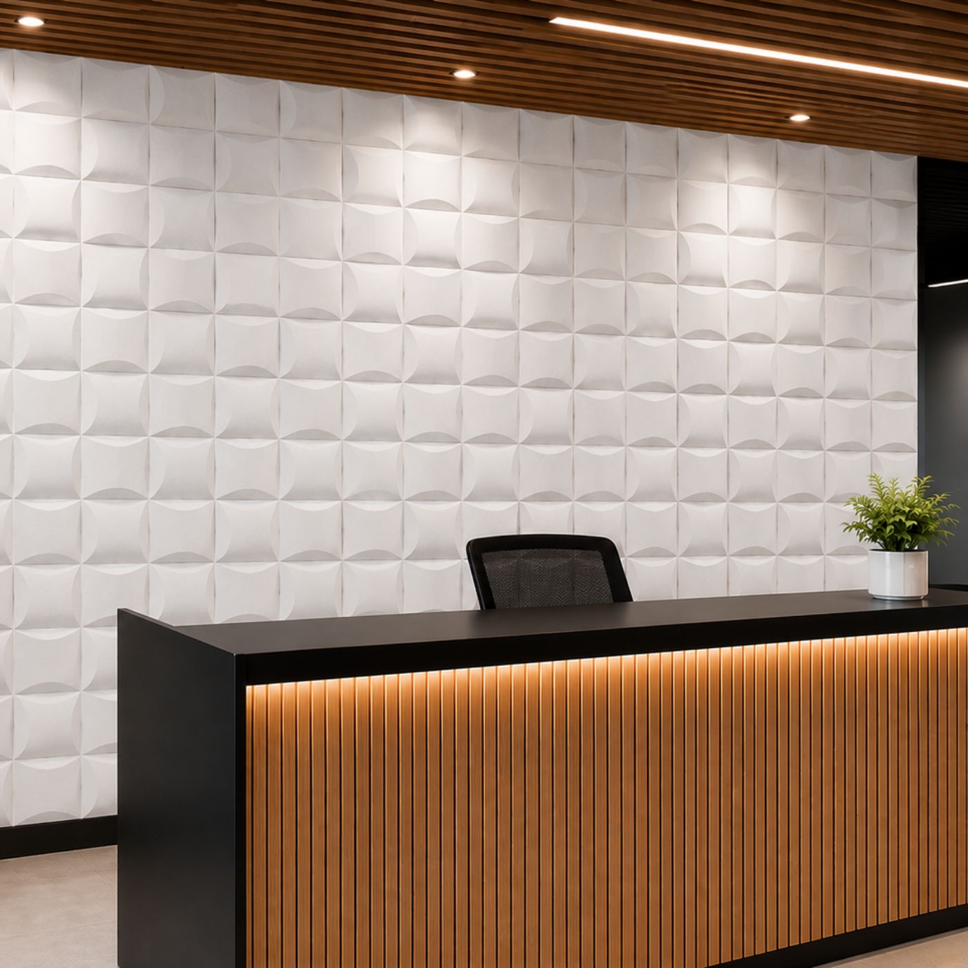 Echo-Less 3D Polyester Fibre Acoustic Panel White – 4 pack