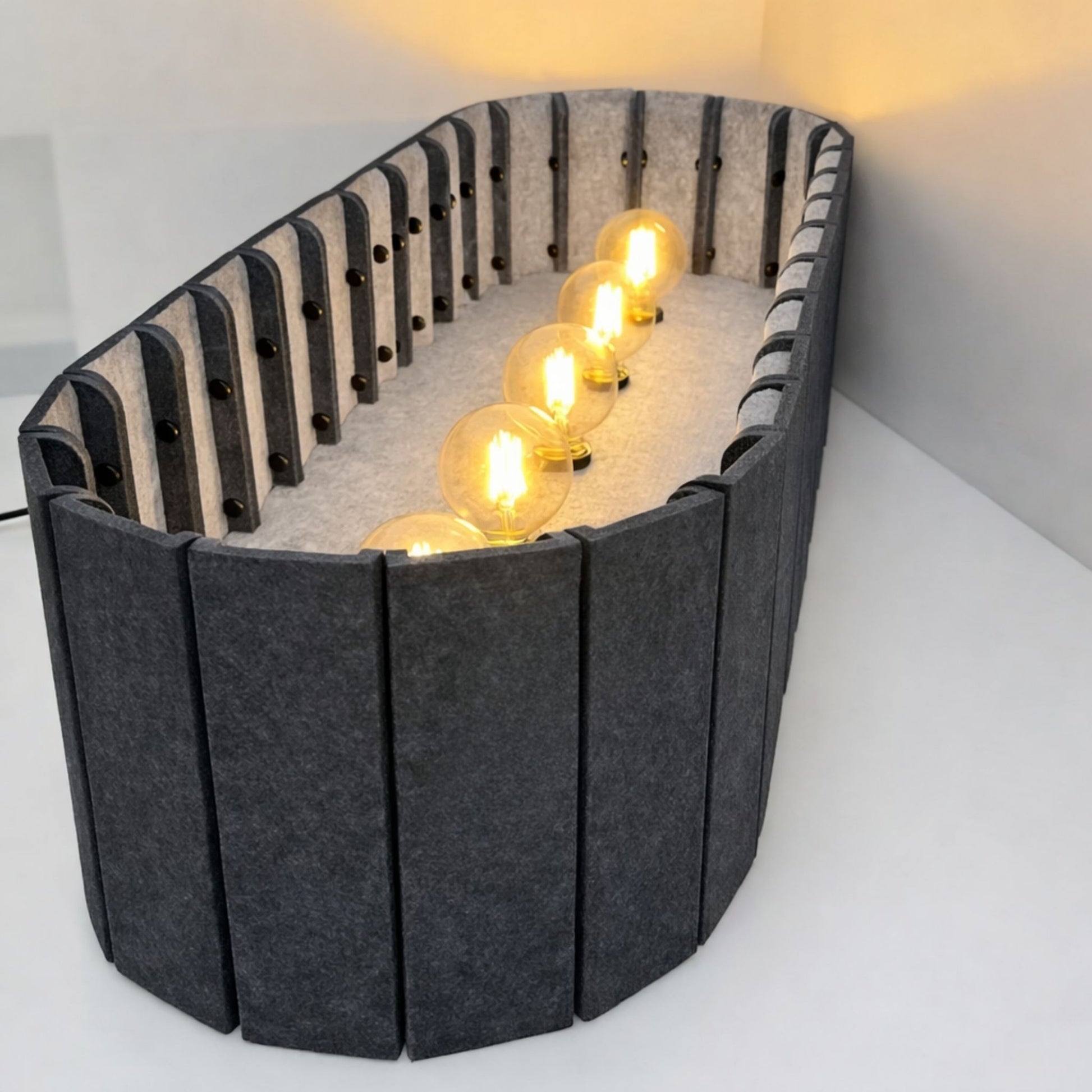 Echo-Less Ovaline Acoustic Light LED Pendant Light Grey 1200x400mm