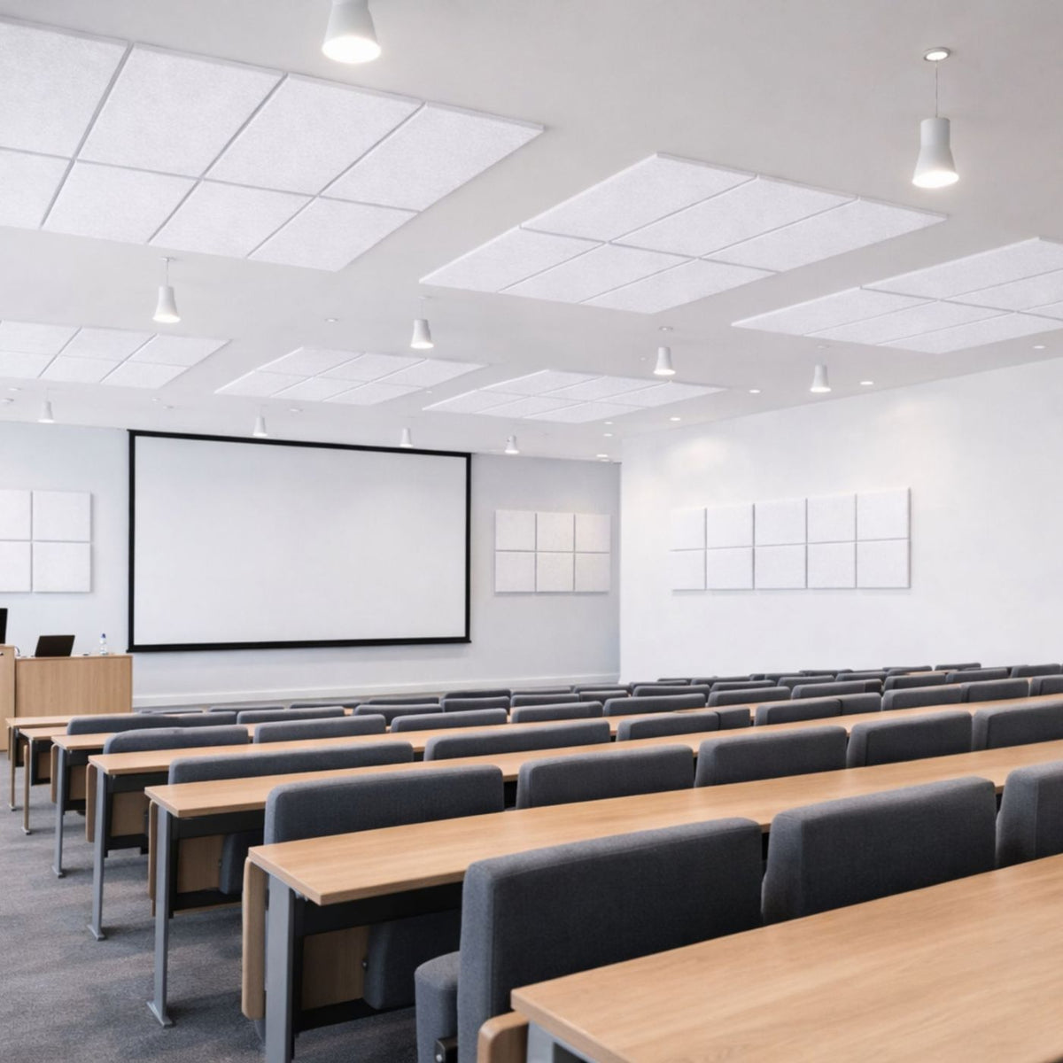 Echo-Less Polyester Fibre Acoustic Panel 1200x600x9mm Bevelled White
