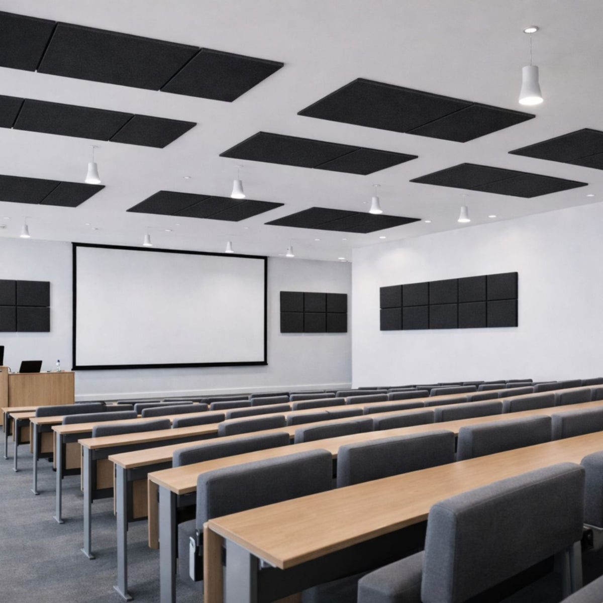 Echo-Less Polyester Fibre Acoustic Panel 1200x600x9mm Bevelled Black