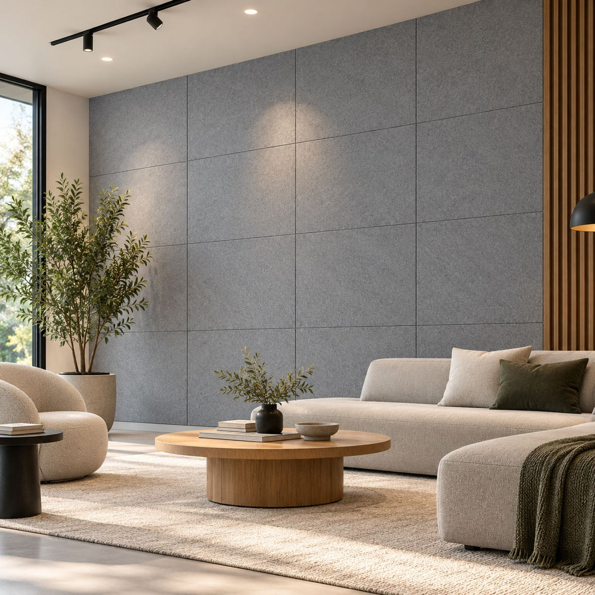 Echo-Less Polyester Fibre Acoustic Panel 1200x600x9mm Bevelled Grey