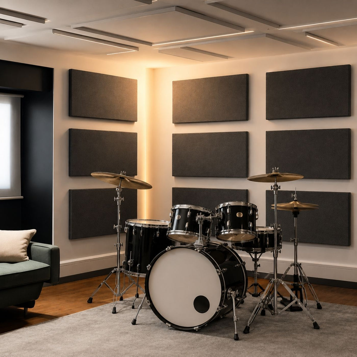 Echo-Less Fibre Wool Acoustic Panel  1200x600x30mm Black