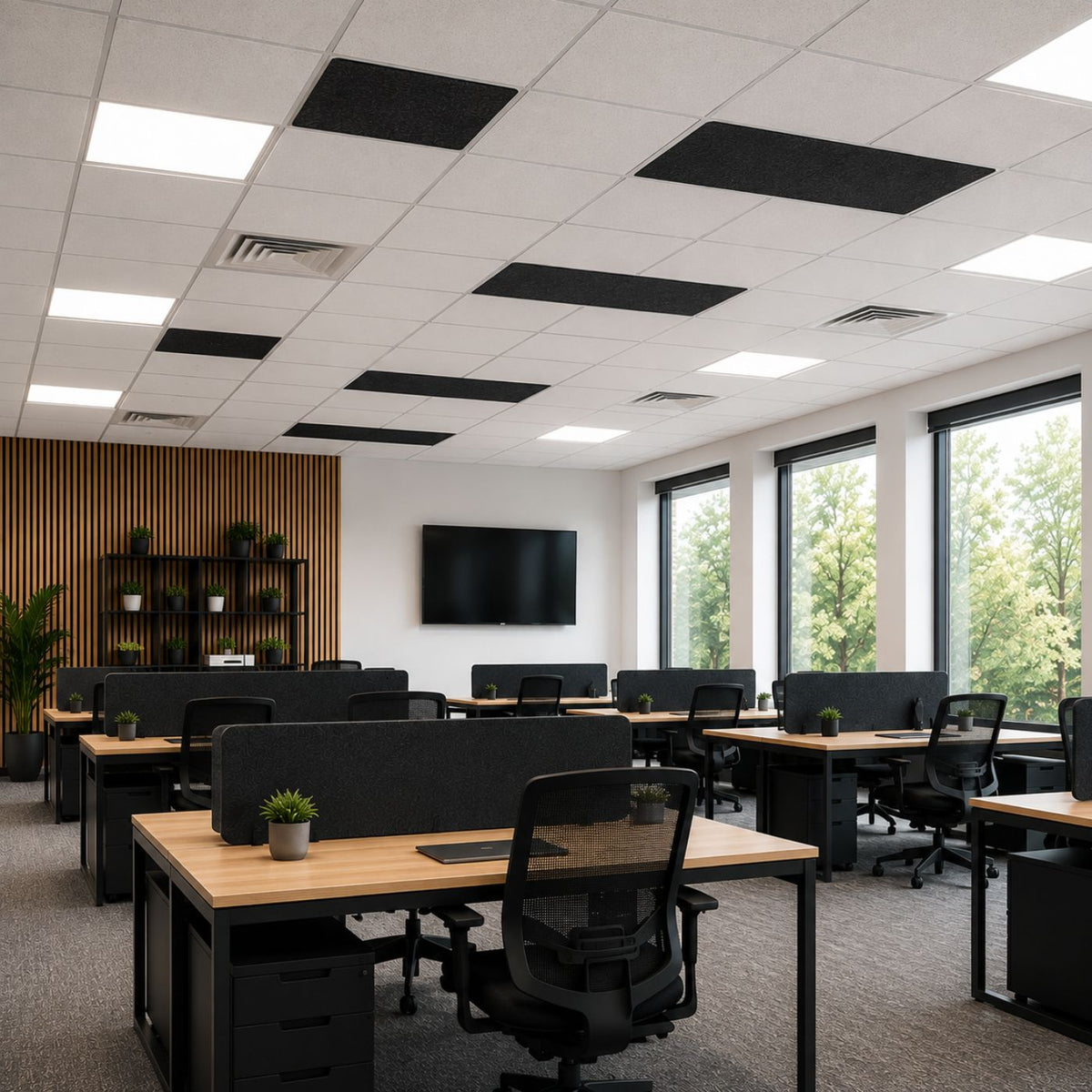 Echo-Less Fibre Wool Acoustic Panel  1200x600x30mm Black