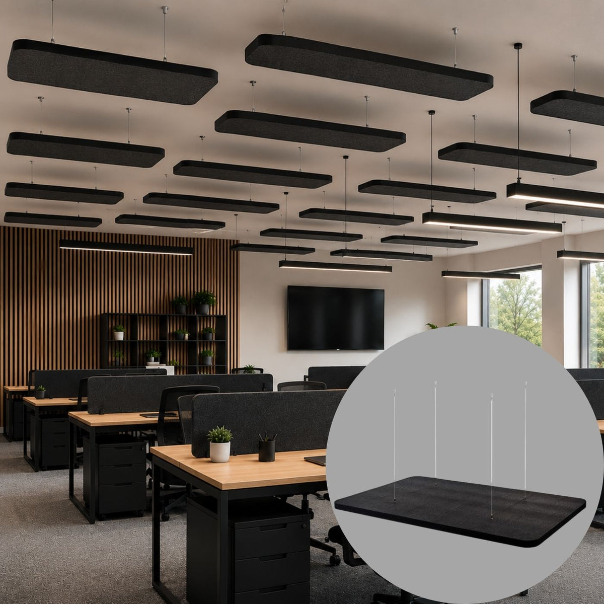 Echo-Less Fibre Wool Acoustic Panel  1200x600x30mm Black