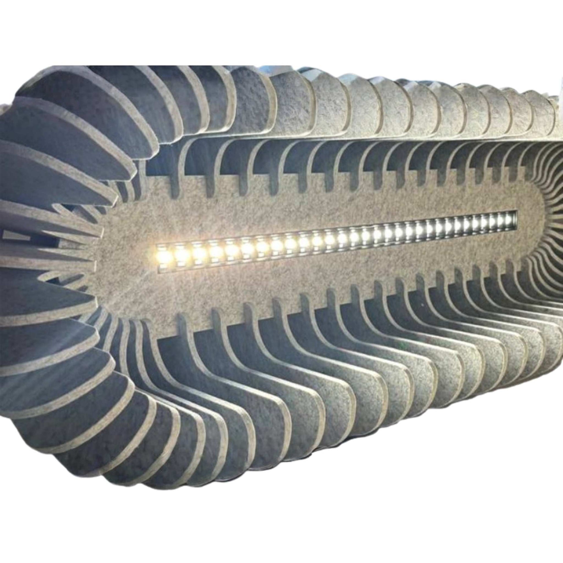 Echo-Less MiliOval Acoustic Light Decorative wall light fixture with a unique design on a white background