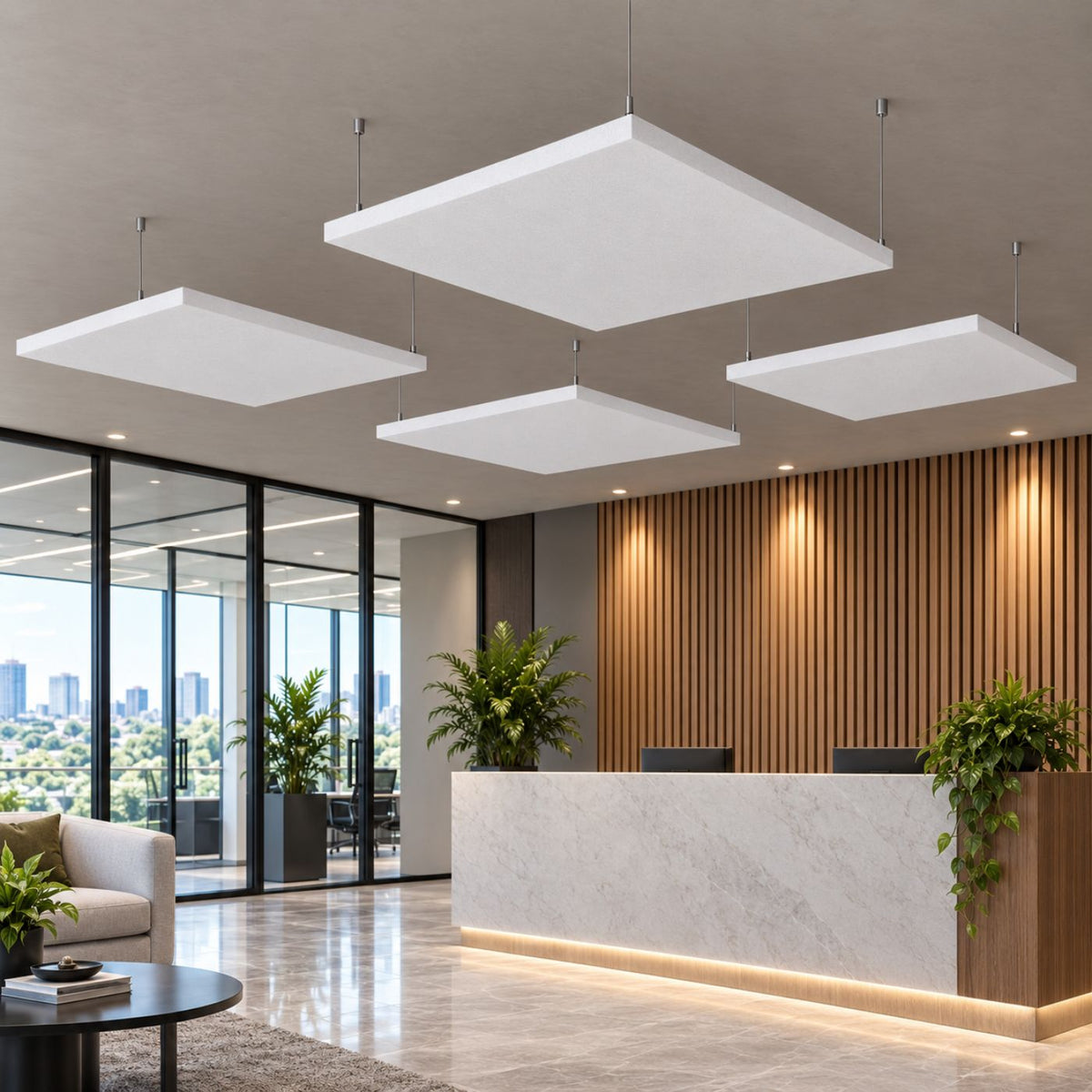 White Fibre Wool acoustic panel Ceiling Baffles