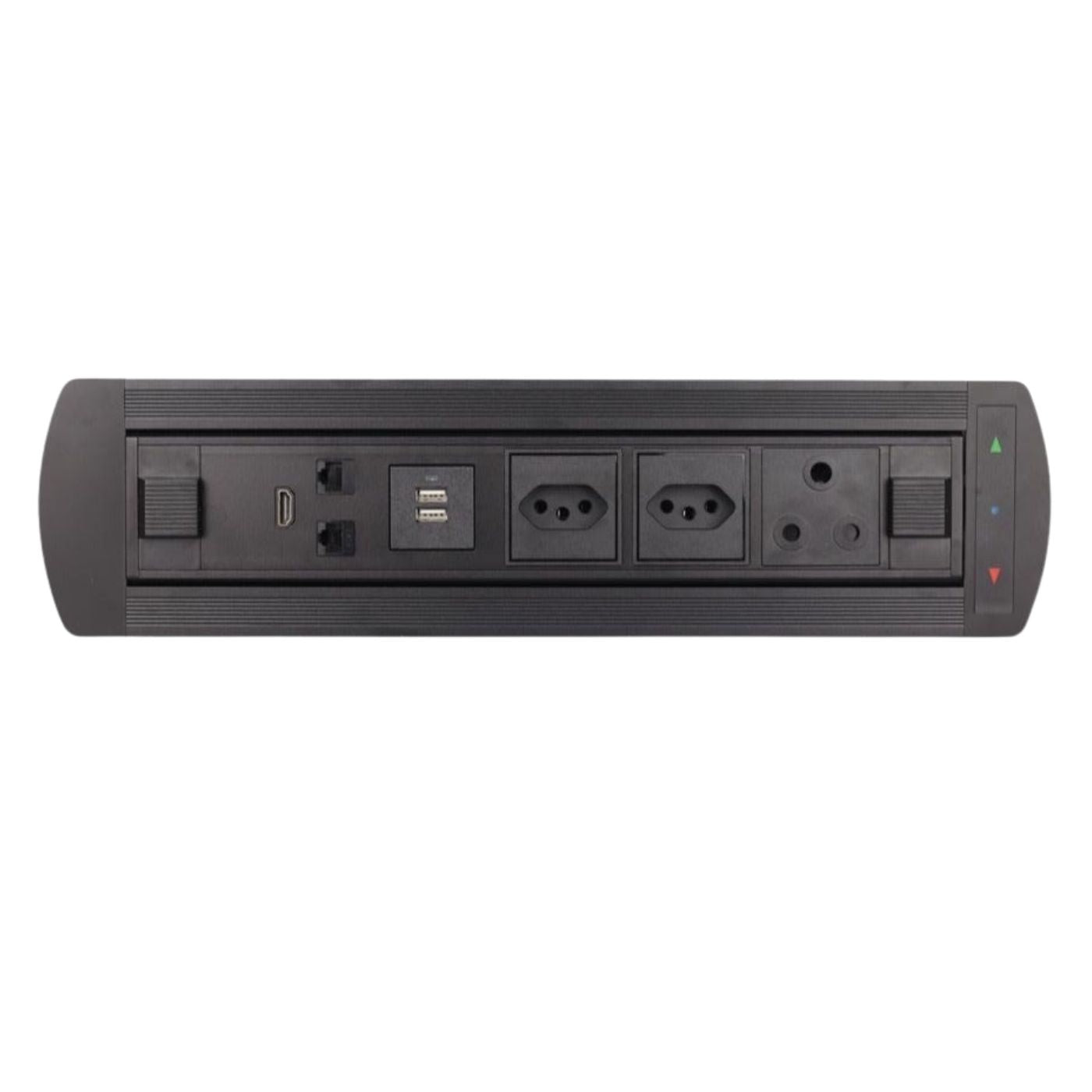 Echo-Less Electronic Desktop Power Pop-up with AV Hub Black 336x110mm