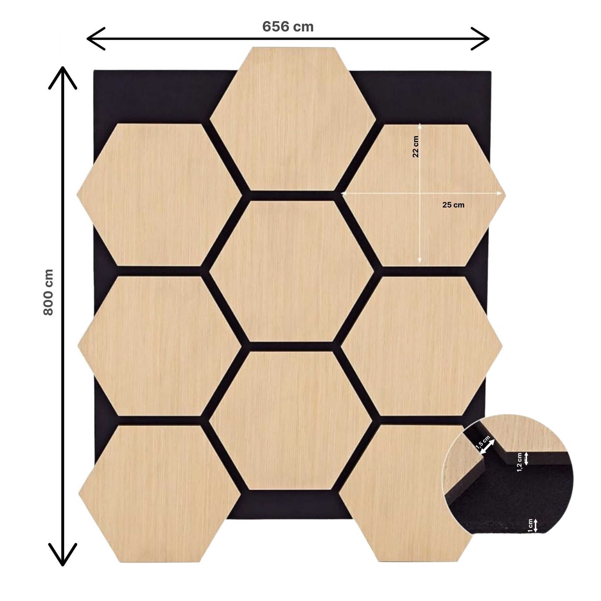 Wood Hexagonal Acoustic Panel Light Oak - 4 Panels