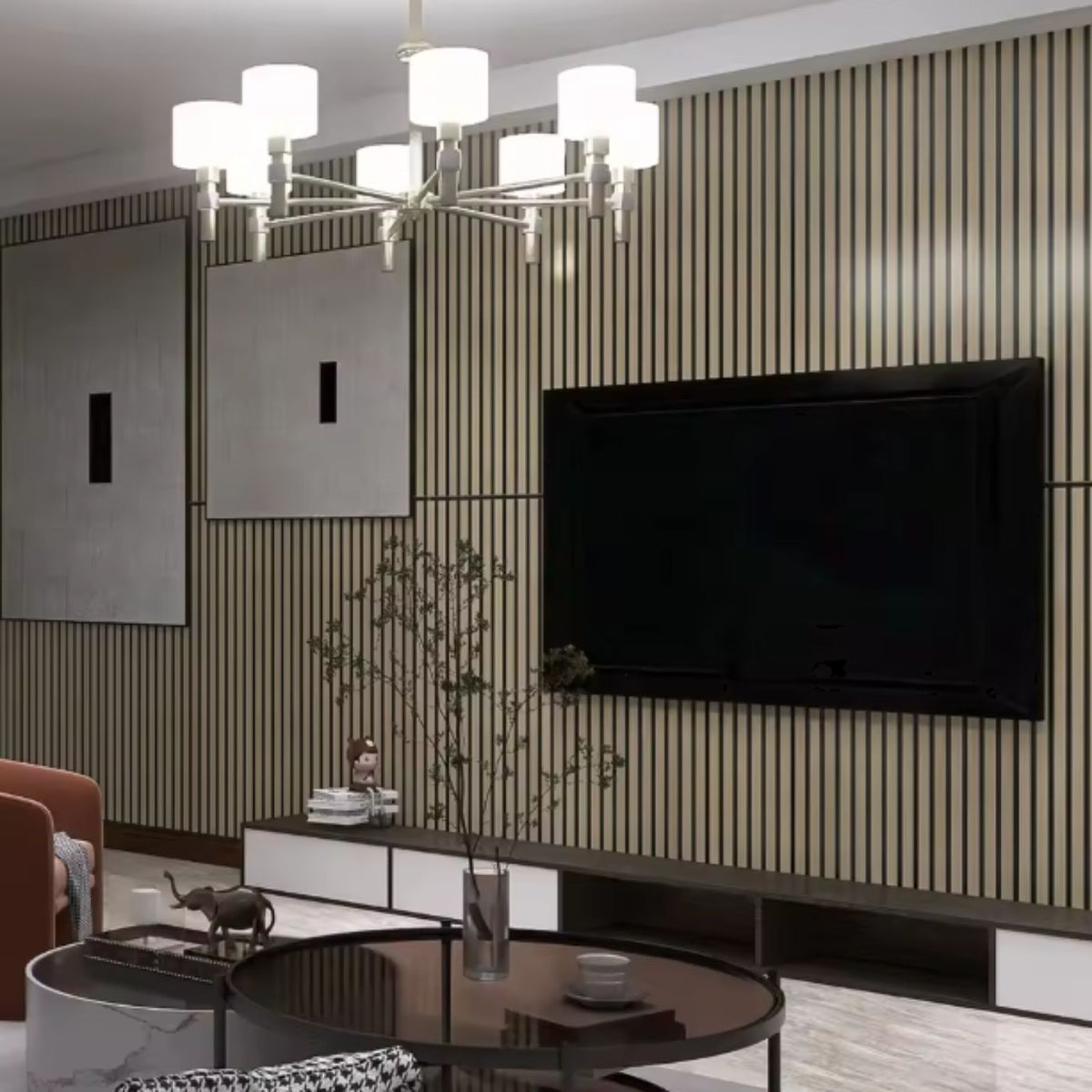Echo-Less Polyester Fibre Wood Veneer Slat Acoustic Panels 1200x600x18mm