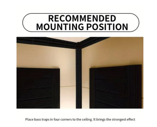 Echo-Less Slim Bass Trap Corner Panels Grey 7x7x30cm 4 Pack