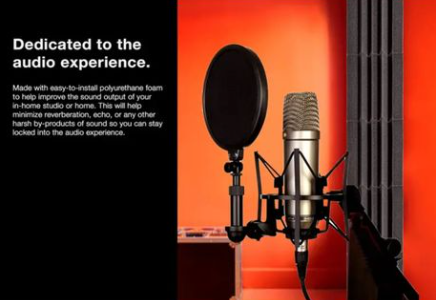 Echo-Less Slim Bass Trap Corner Panels Grey 7x7x30cm 4 Pack