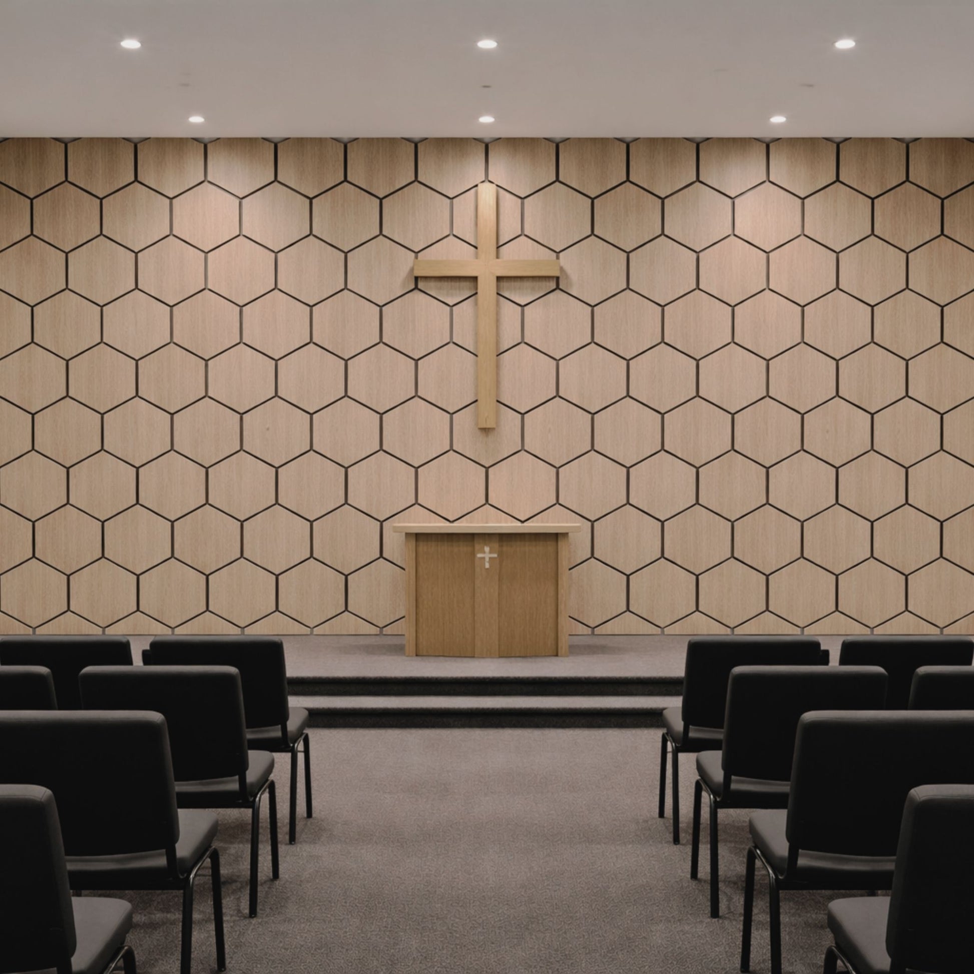 Echo-Less Wood Hexagonal Acoustic Panel Walnut 80x65.6cm 23mm Single Panel