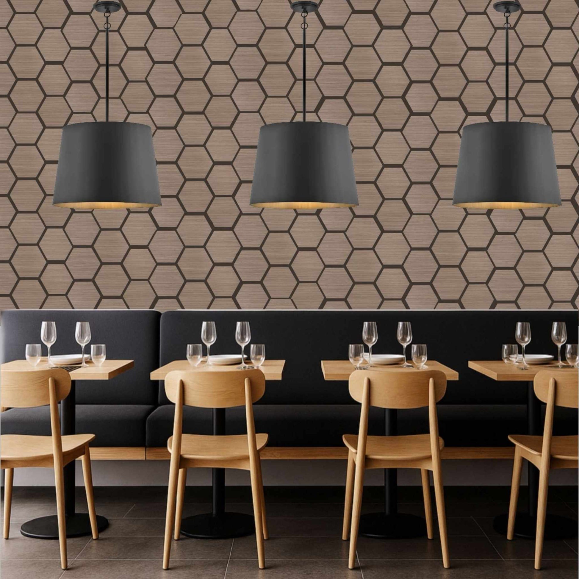 Echo-Less Wood Hexagonal Acoustic Panel Walnut 80x65.6cm 23mm Single Panel